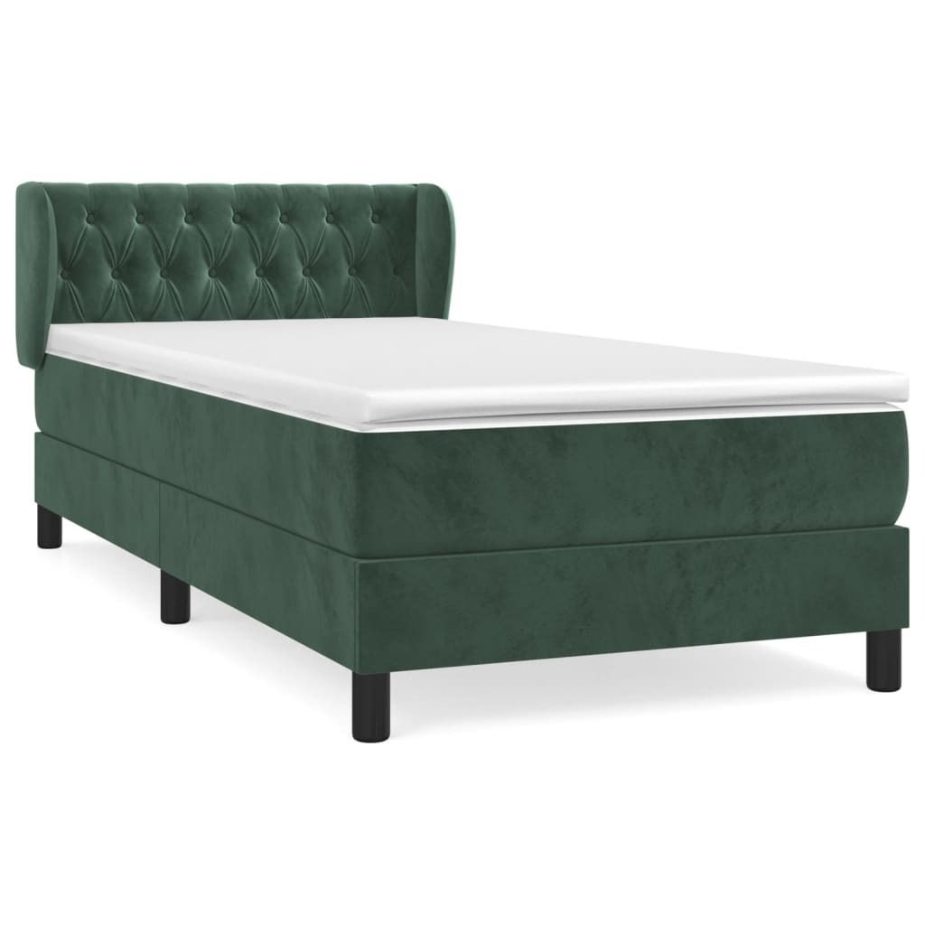 Cloris DesignMöbel Klassische Betten - Grün Boxspringbett mit Matratze Dunkelgrün 90x200cm Samt Schlichtes4776291
