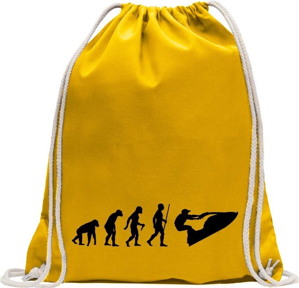 Kiwistar - Turnbeutel - gelb - Jet-Ski Jetboot Evolution - Fun Rucksack Sport Beutel Gymsack Baumwolle mit Ziehgurt