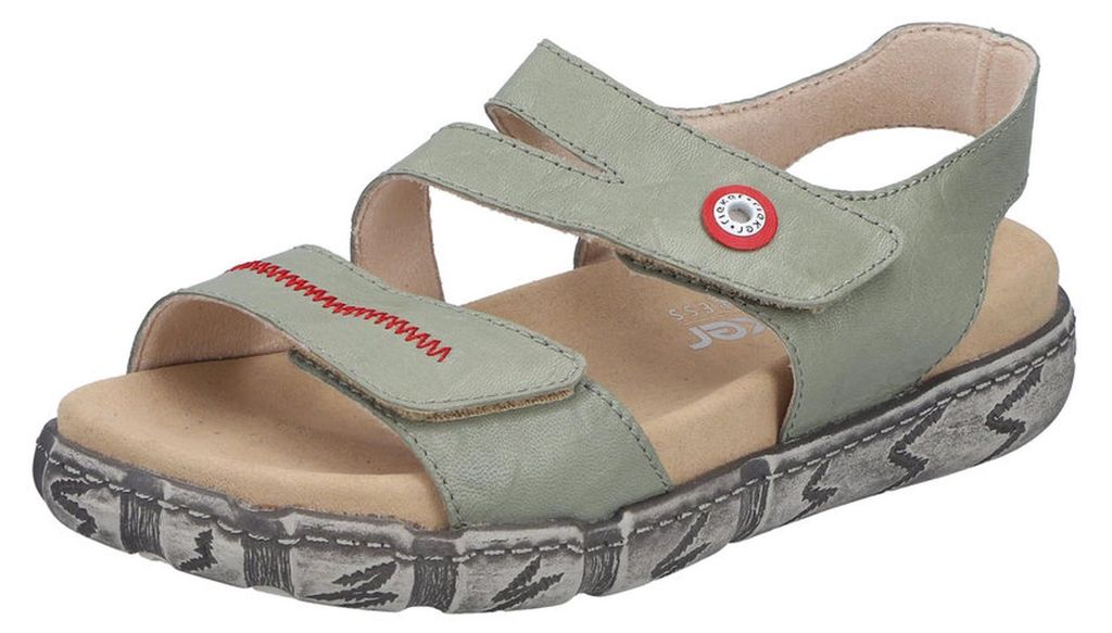 Rieker Damen Sandale aus Leder sportlich mit Klettverschluss V5151, Größe:40 EU, Farbe:Grün