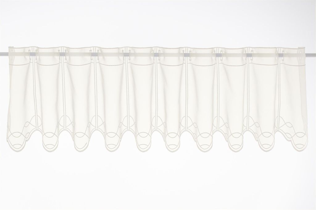 Gardinen Kranzusch Scheibengardine Stickerei auf Voile 30x208 cm H/B natur Bistrogardine Vorhang Küche 1er Pack