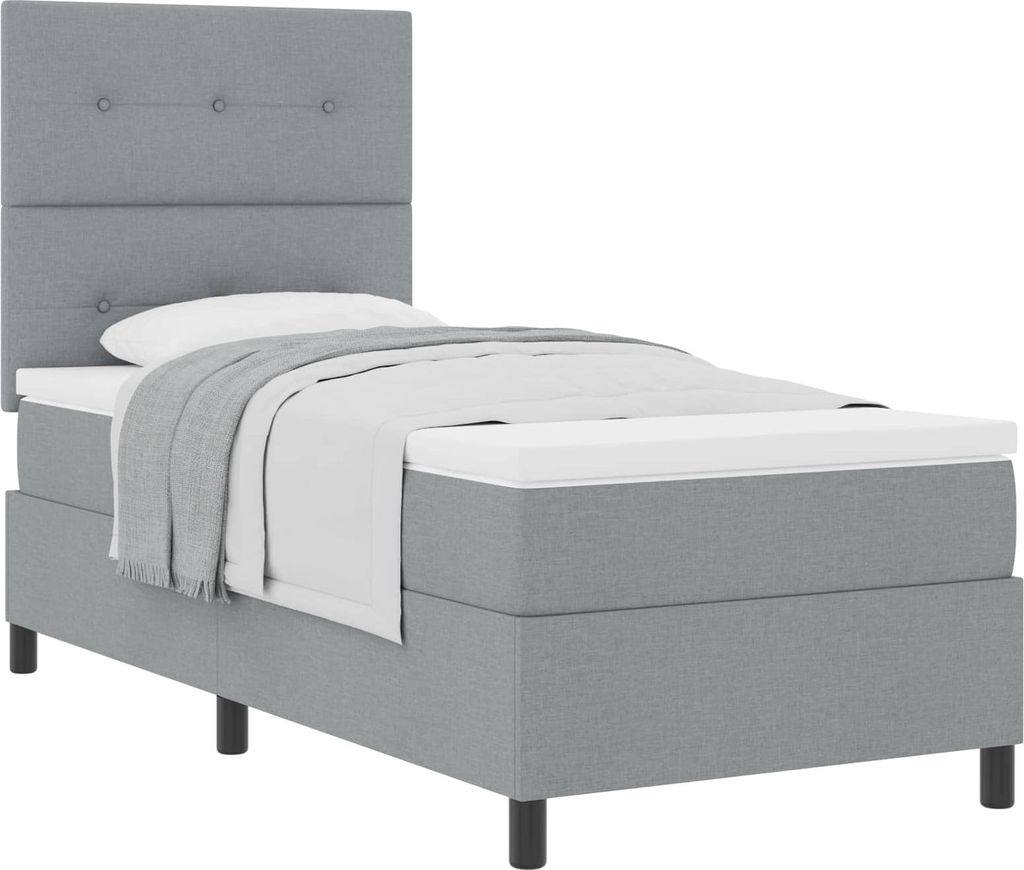 vidaXL Boxspringbett mit Matratze Hellgrau 90 x 190 cm Stoff