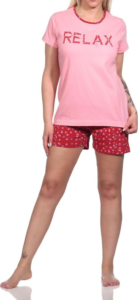 Damen Shorty Schlafanzug, Pyjama im Casual Look - 122 205 10 757 ; rosa , 48-50