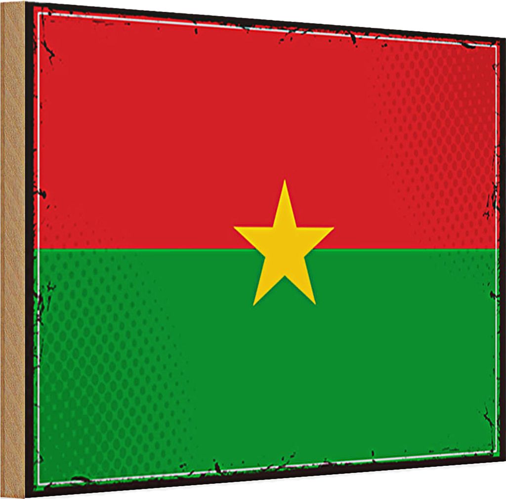 Holzschild Flagge Burkina Faso 30x20cm Retro Burkina Faso