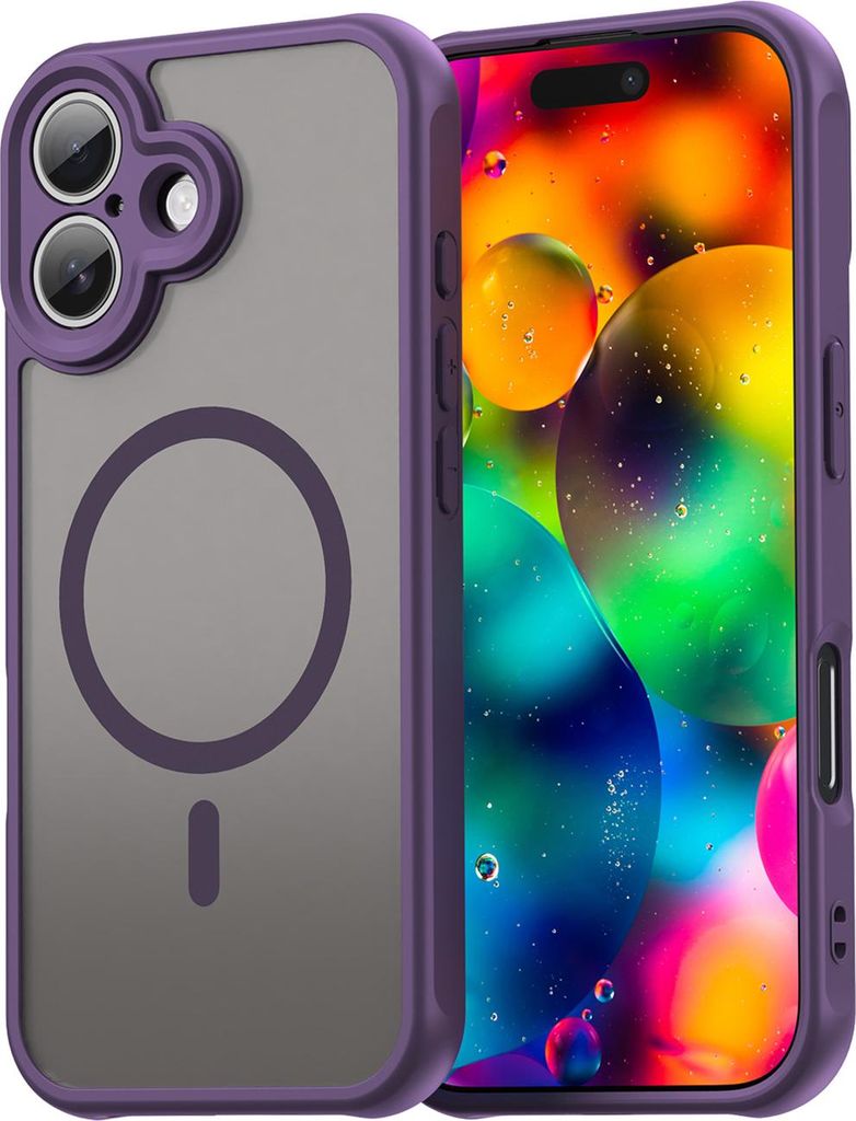 Magnetisch Hülle für iPhone 17 Transluzente Matt Rückseite Stoßfeste Handyhülle mit Kameraschutz Lila