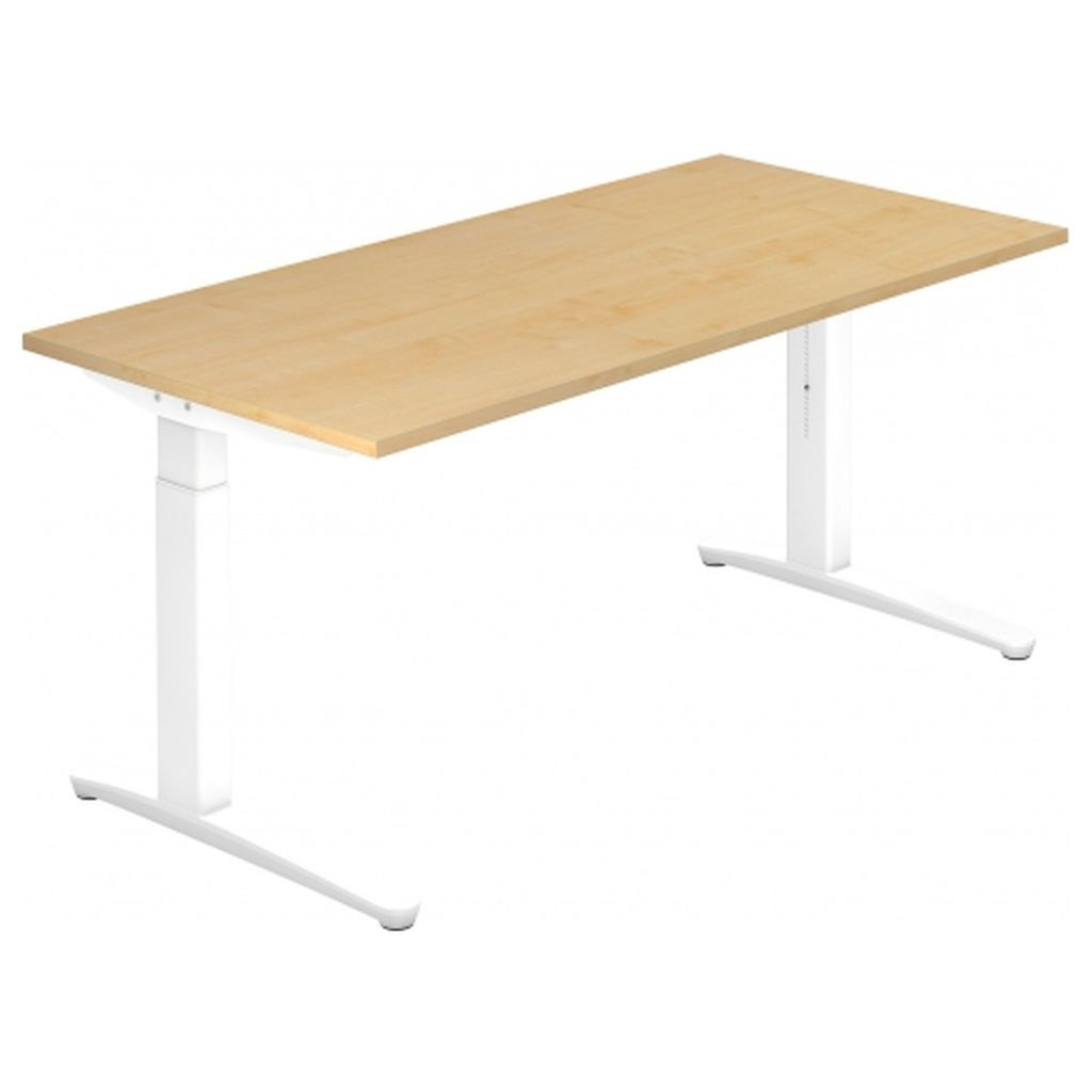 Schreibtisch C-Fuß 160x80cm Ahorn/Weiß