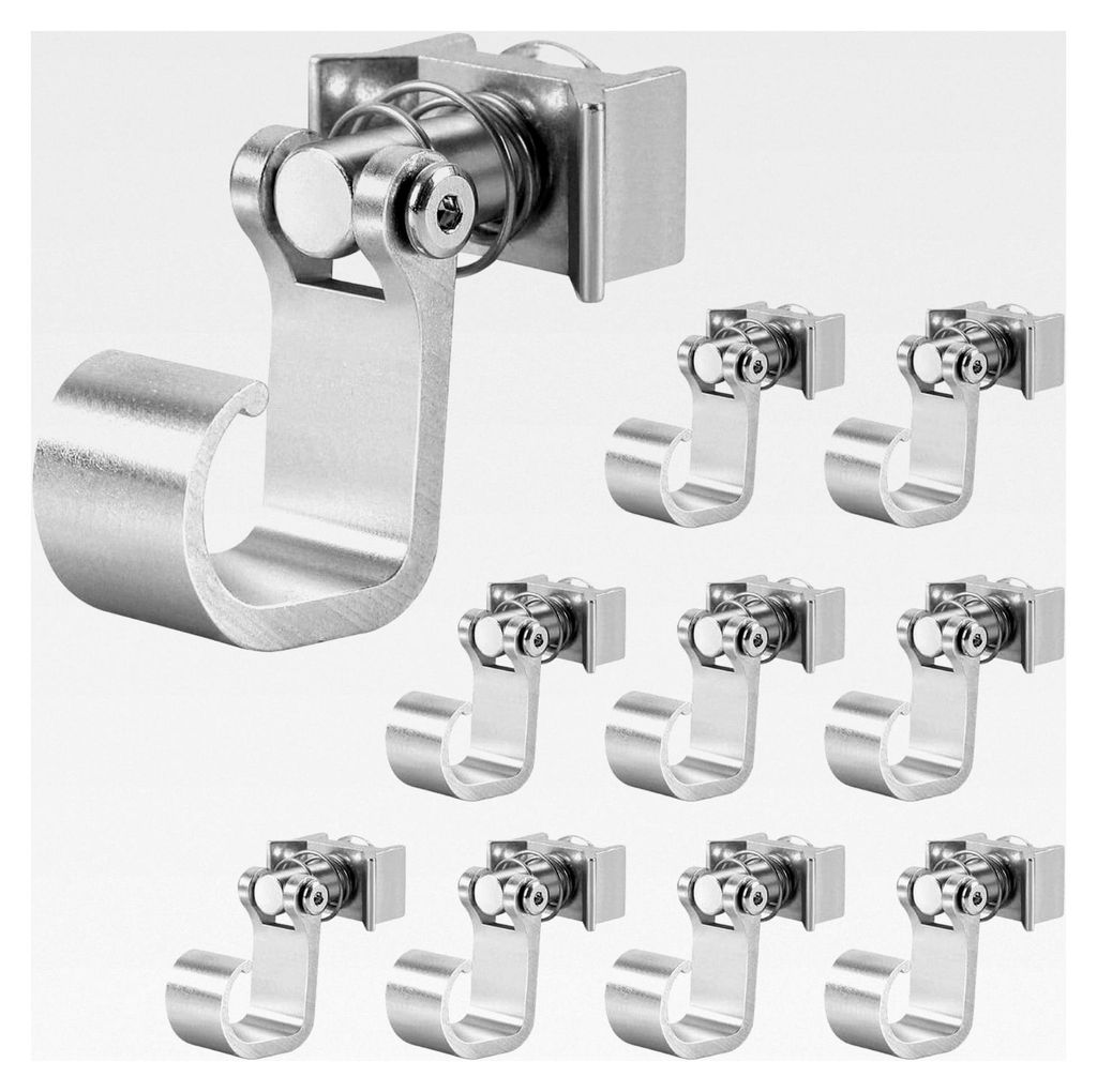 10 Stück Zubehörhaken für Airlineschienen, drehbarer Haken für Zurrschienen in Silber, L-Schienenhaken zum Aufhängen von Gegenständen