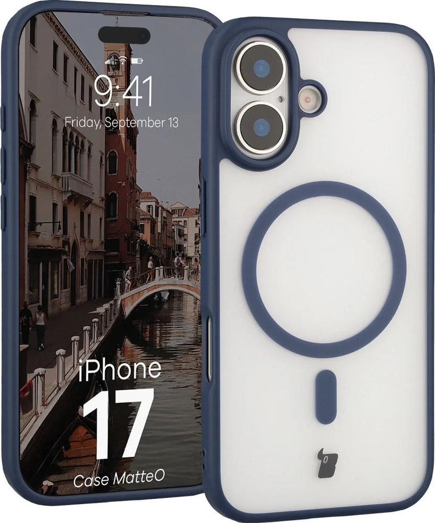 Handyhülle mit Magnetring für iPhone 17, Bizon Case MatteO, Getönt-Dunkelblau