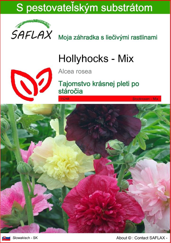 SAFLAX - Hollyhocks - Mix - Alcea rosea - 100 Semená - S Obrázok produktu 
