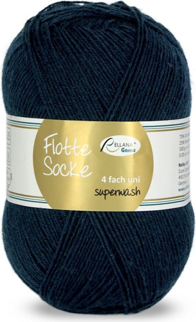 Flotte Socke uni 100 Gr./420m,4-fach Sockenwolle,75% Schurwolle /25% Polyamid Fb. 904 marine