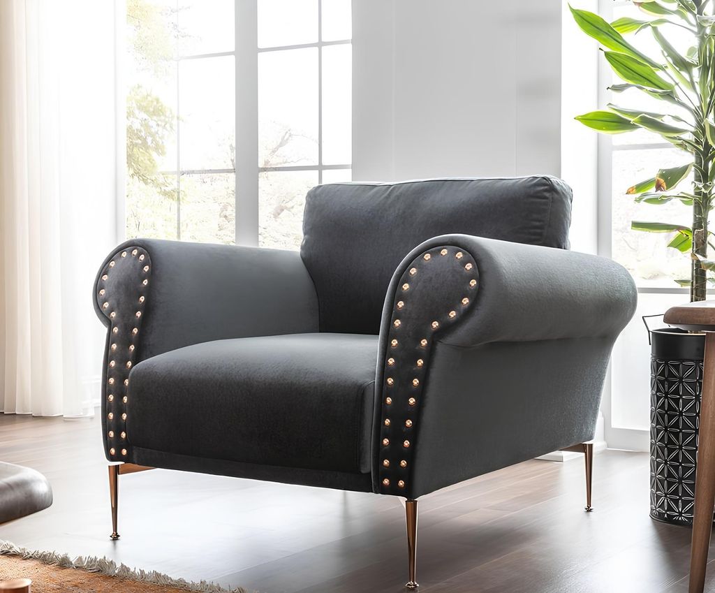 Sessel Ohrensessel Cocktailsessel Sitzer Modern Design Blau Stoff Sitz