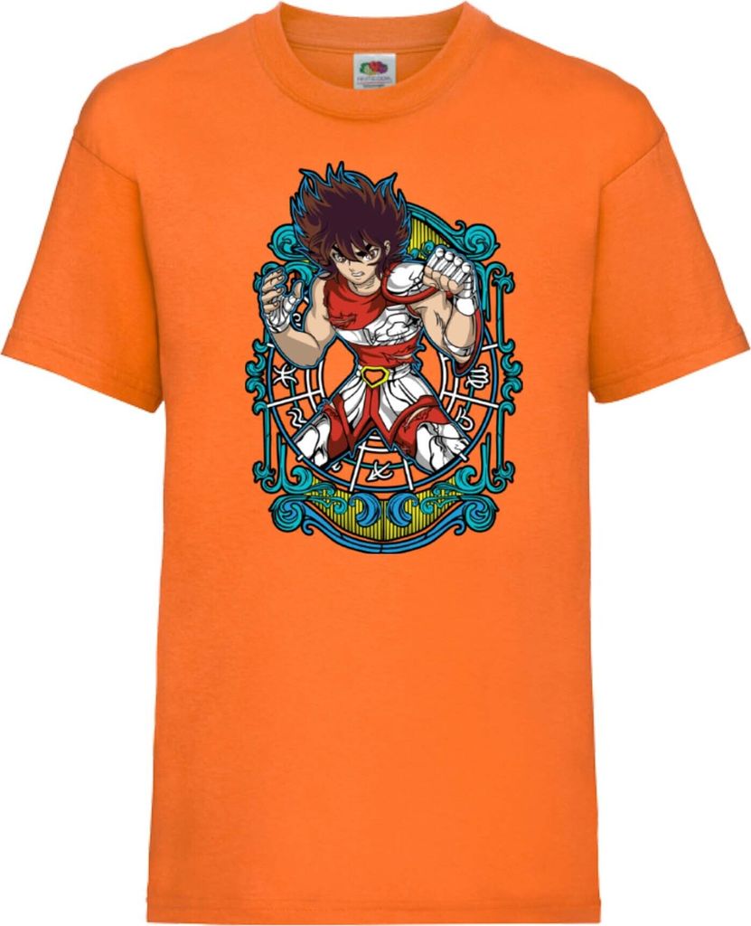 Kinder T-Shirt Japan Animation Manga Anime Comics Saint Anime Seiya Pegasus Var-011 Pegasus Knight, 5-6 Jahr - 116 / Orange