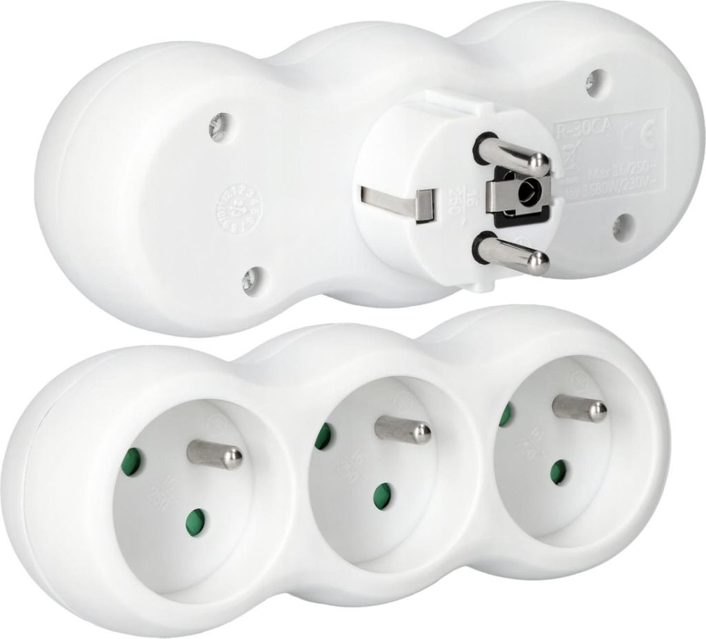 Elgotech R-30CA 3-fach Schuko-Steckdosenverteiler, weiß Produktbild 