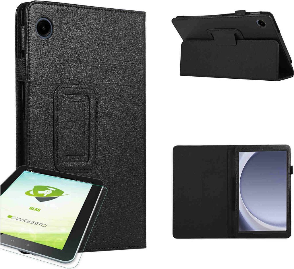 Für Samsung Galaxy Tab A9 Kunst-Leder Tablet Hülle Cover Tasche Etuis Cover + H9 Glas
