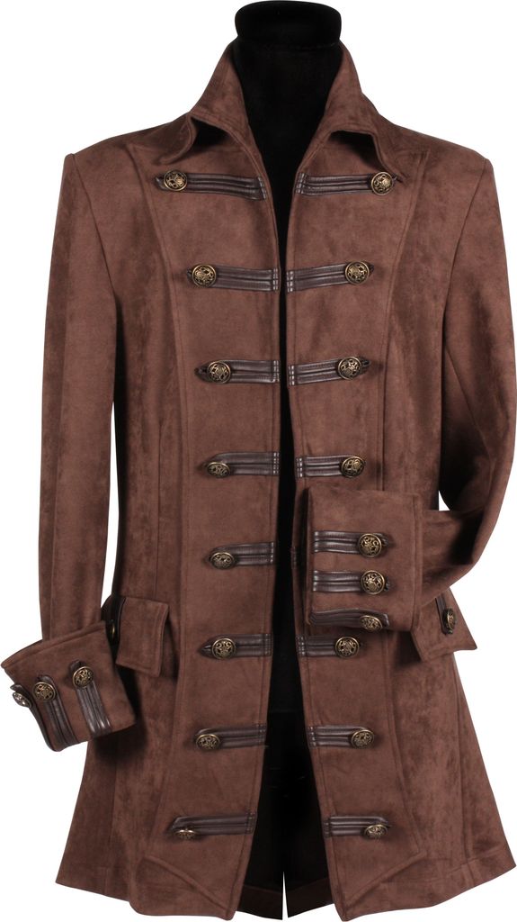 T3515-1300-M braun Herren Piraten Jacke lang Barock Mantel Gr.M=50