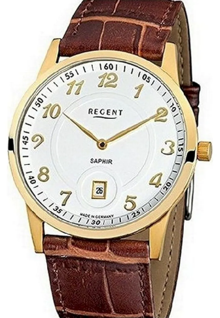 Montre Regent GM-1401 analogique en cuir brun pour un style classique