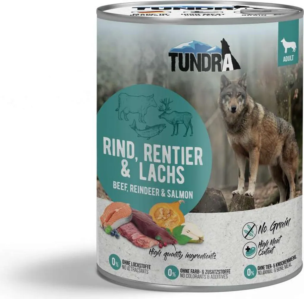 Tundra Dog Boeuf Renne et Saumon 800g x6 Boîtes pour Chien Adulte
