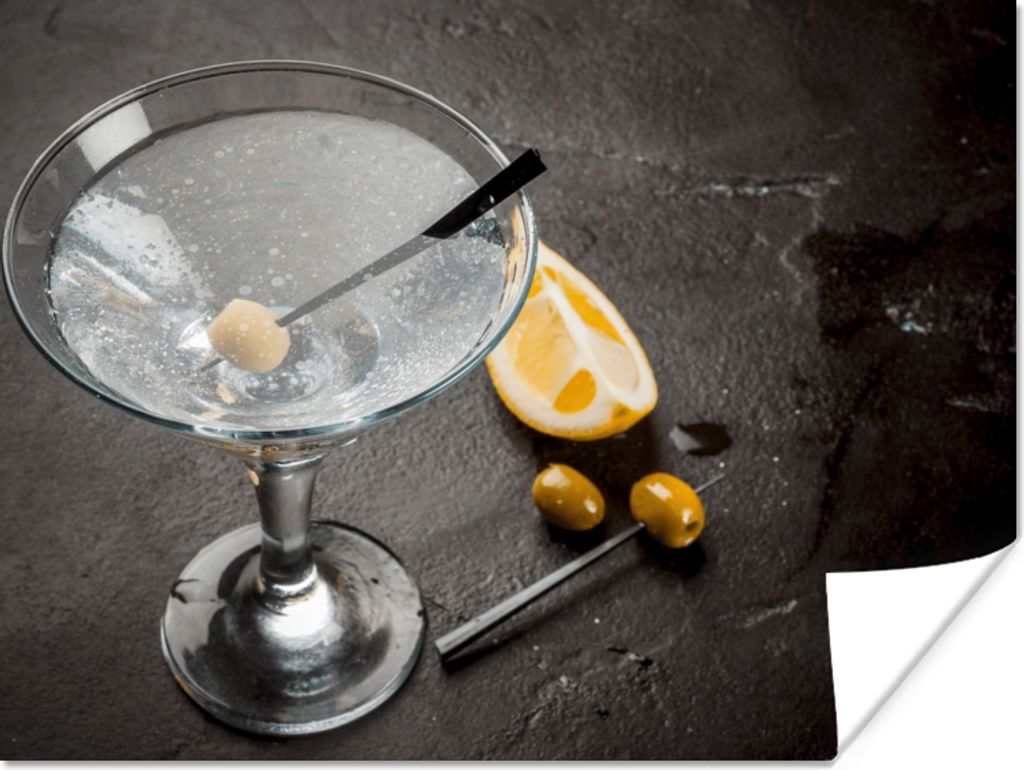 MuchoWow Poster Alkohol - Martini - Früchte - Oliven 160x120 cm - Foto Plakat