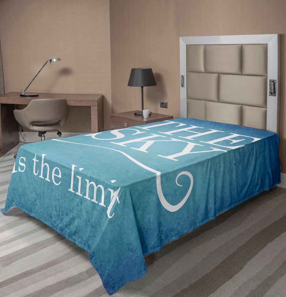 ABAKUHAUS Sprichwort Bettlaken, Der Himmel Ist Die Grenze Typografie Motivations Zitat Einfache Entwurfs Illustration, weiches bequemes oberes Bett...