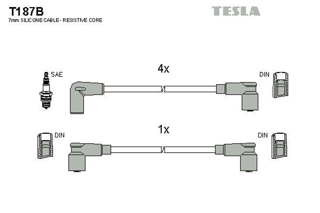 TESLA T187B Zündkabelsatz Zündleitungssatz für ARO 240-244 SUV
