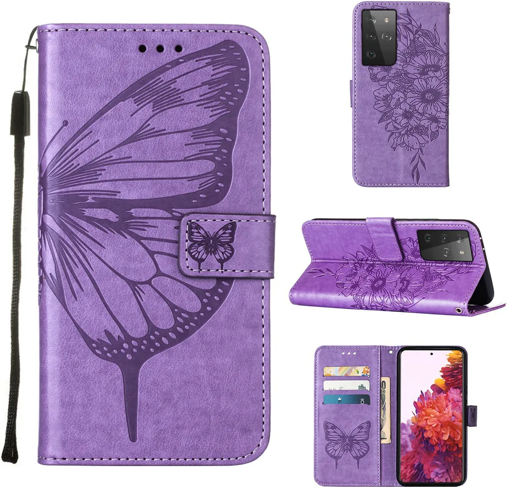 Custodia Protettiva Samsung S21 Ultra 5G Flip Case Portafoglio Viola