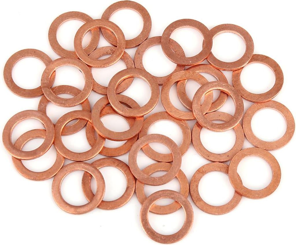 30stk Flache Kupferdichtringe Kupfer Dichtungssatz Unterlegscheiben 12x17x1.5mm