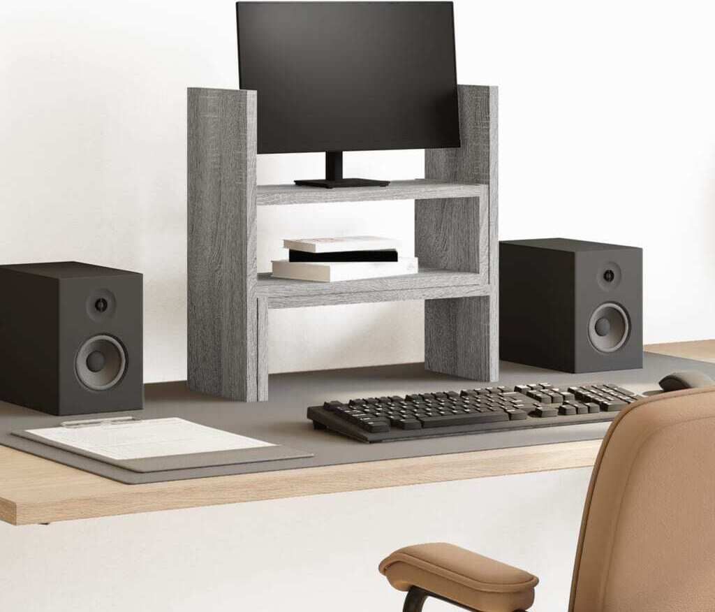 Möbel Schreibtisch-Organizer Verstellbar Grau Sonoma 40x17x41 cm - Monitorerhöhung 854765