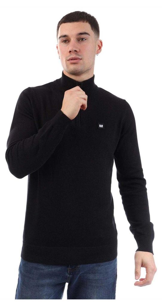 Weekend Offender - "Paraguay" Pullover für Herren, mit kurzem Reißverschluss, Jerseyware GT19422 (L) (Schwarz)