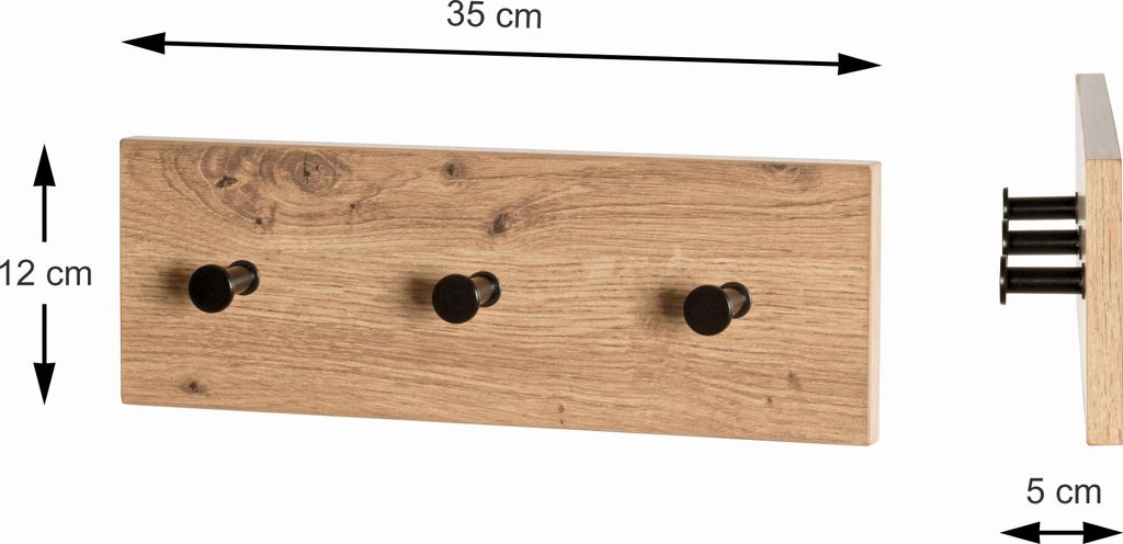 Garderobenleiste 6 Stück eiche schwarz aus MDF Metall, 37440
