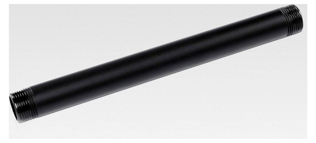 Temperguss Rohr für Möbelbau mit 3/4 Zoll Gewinde für DIY Kleiderstange im Industrial Loft Design | Pulverbeschichtetes Wasserrohr in Schwarz f...