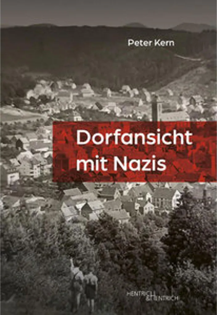 Toile Vue du village avec des nazis en noir et blanc haute définition