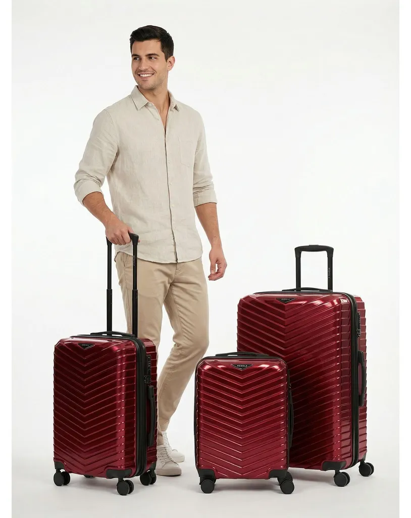 Ensemble Bagages Voyage REDOLZ Essentials 18 Rouge 3 Valises 56cm