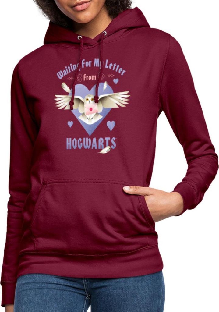 Spreadshirt Harry Potter Hedwig Spruch Brief Aus Hogwarts Damen Hoodie, M, Bordeaux