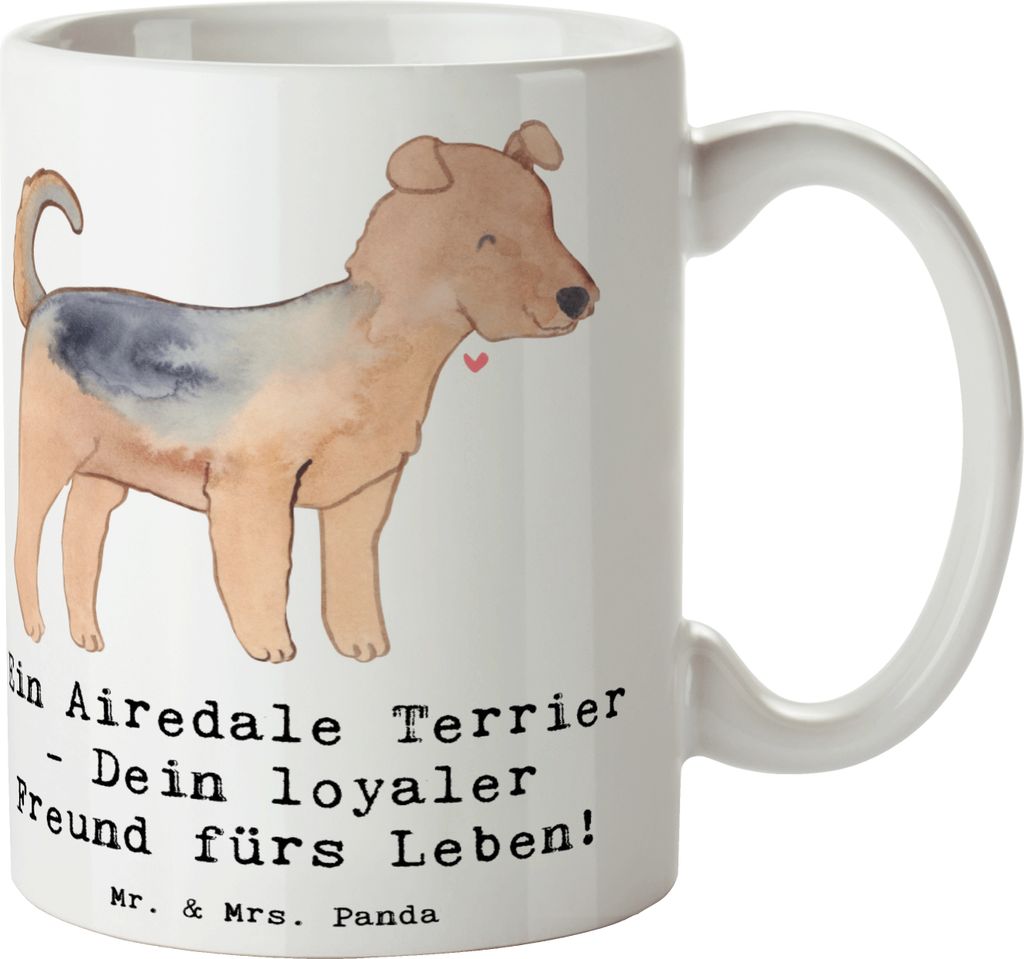 Mr. & Mrs. Panda Becher Airedale Terrier - Weiß - Geschenk, Hunderassen Pflege, treue Begleiter, Teetasse, Hundeliebhaber, robuste Hunderasse, haf...