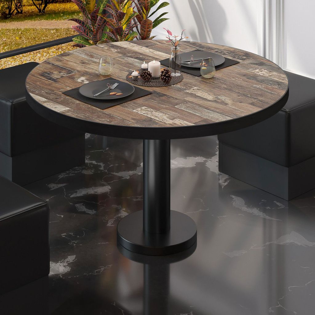 BML | Bistro Loungetisch | Ø:H 60 x 39 cm | Vintage Old / Schwarz | Bistro Loungetisch Gastro Tisch