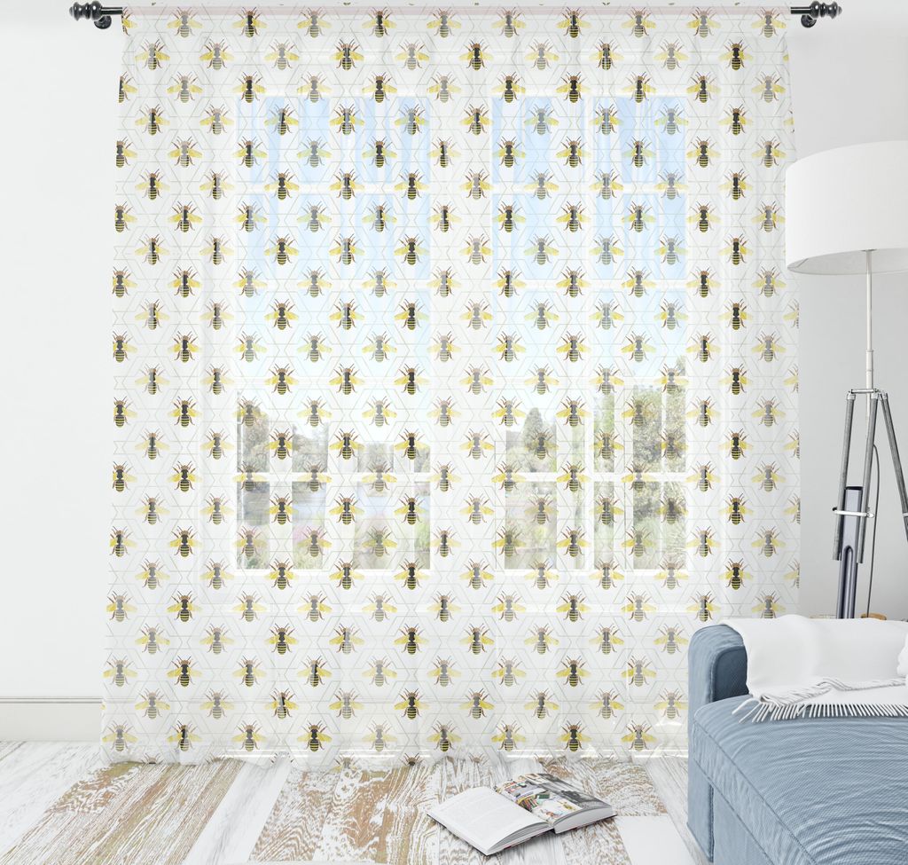 ABAKUHAUS Bienenkönigin Wandteppich, Silhouetten Platziert auf Hexagons Hintergrund, Wohnzimmer Schlafzimmer seidiges Satin Wandtuch, 274 cm x 274...