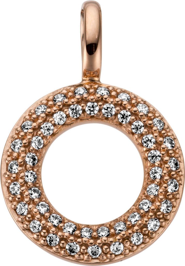 Anhänger Kreis Ø 11,7mm 585 Gold Rotgold mit 46 Diamanten Brillanten 0,15ct.