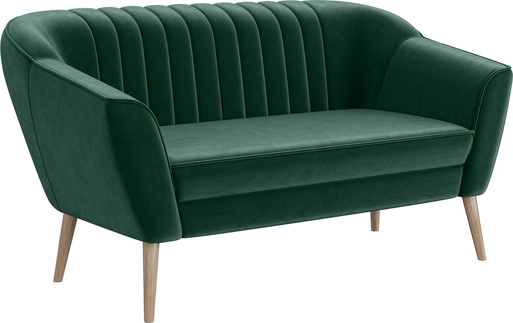 MEBLINI Mini Sofa 2-Sitzer für Wohnzimmer - Mini Lounge für zwei Personen - Küchensofa - Sofa Klein - KAIA - 2 - Grün Samt