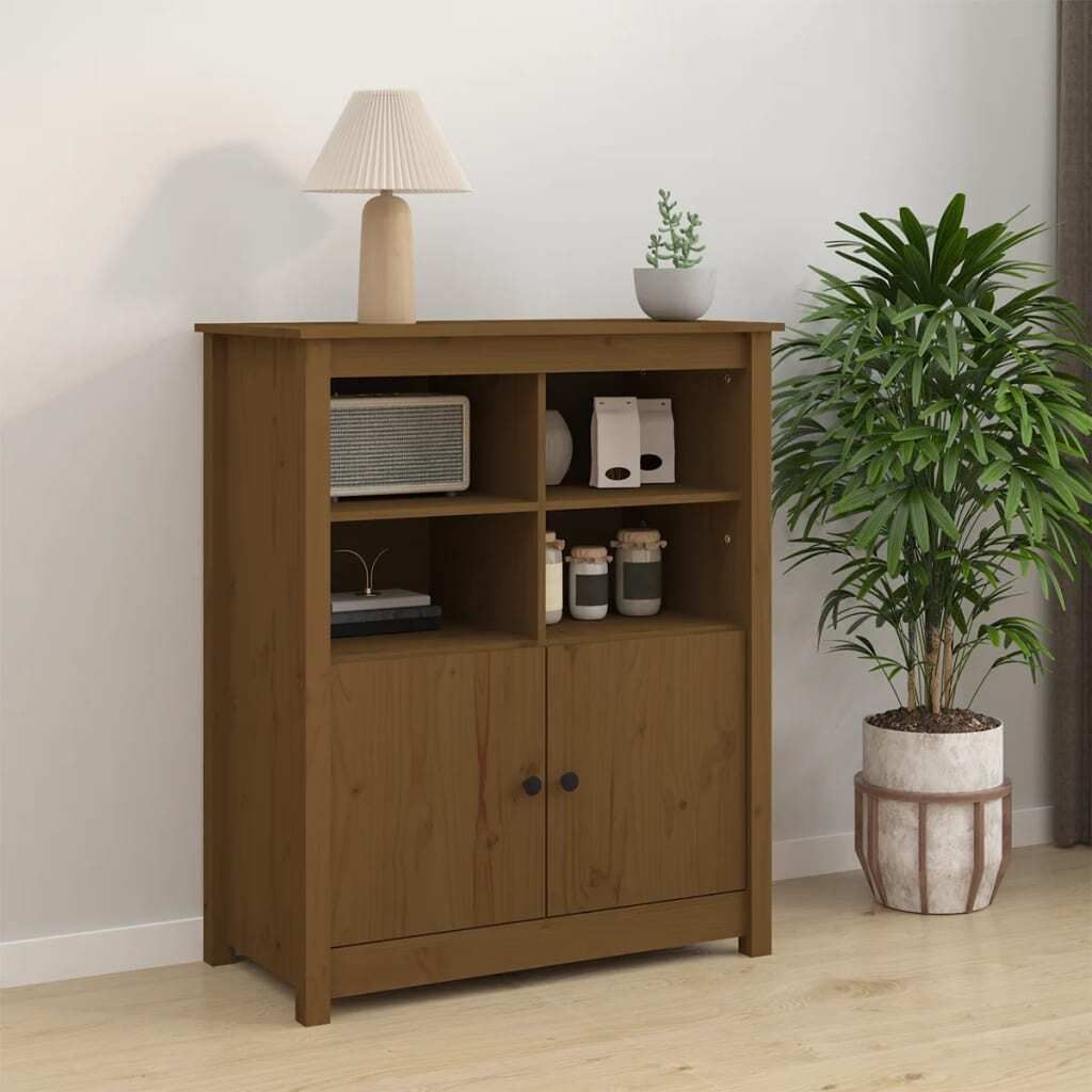 The Living Store Sideboard Honigbraun 83x41,5x100 cm Massivholz Kiefer
