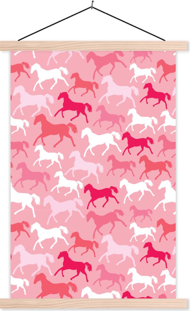 MuchoWow® Textilposter Pferde - Rosa - Silhouette - Mädchen Produktbild 