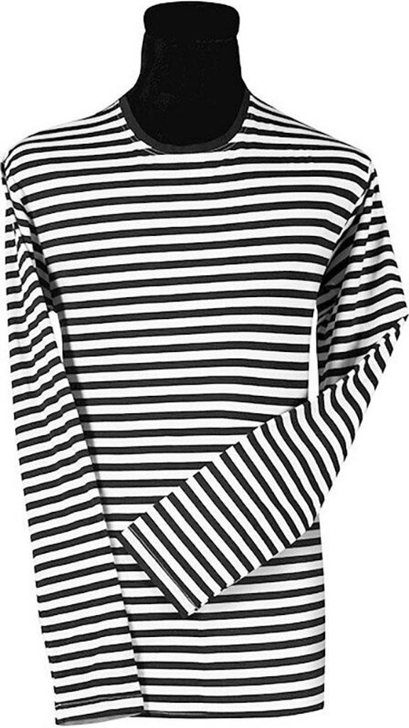 Ringelshirt schwarz-weiß - Faschingskostüm Herren Größe: L