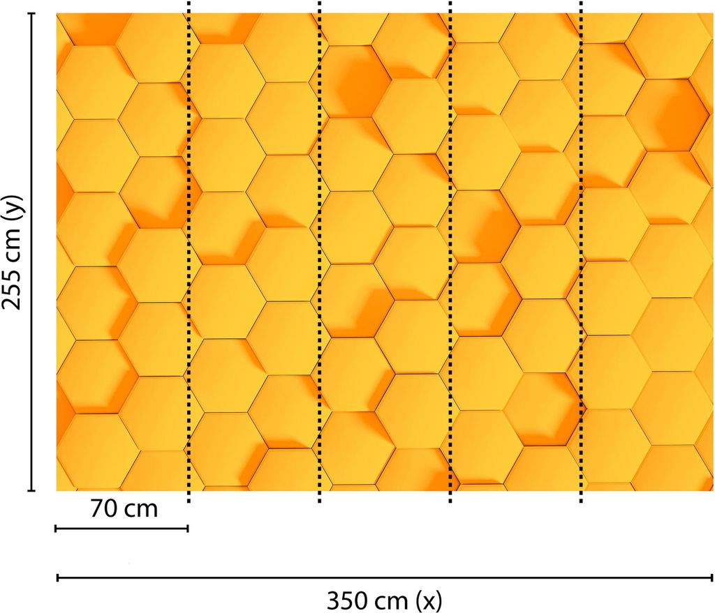 Tadessi Fototapete | 3D | 3.50 m x 2.55 m | Orange | | Wandbild | Digitaldruck