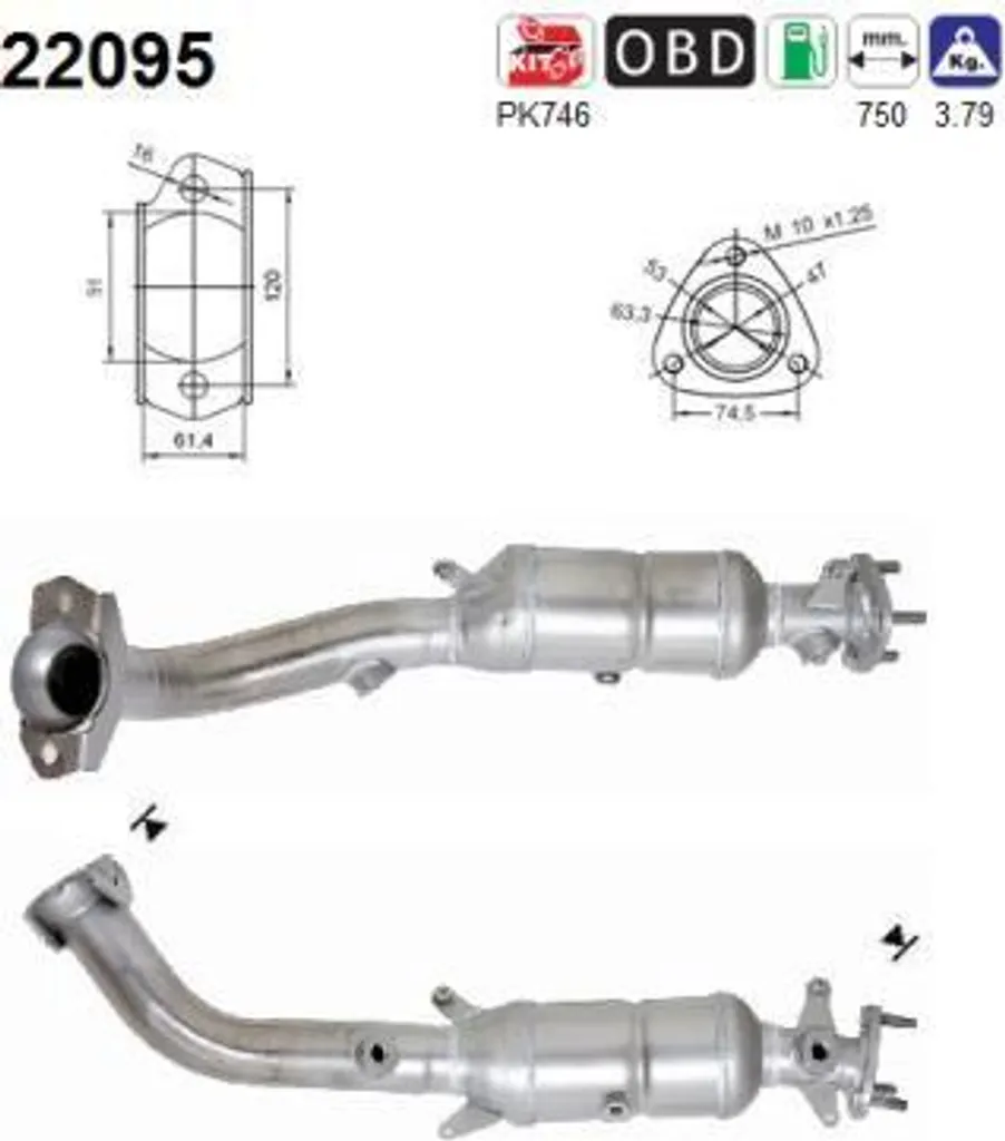 Catalyseur Honda CR-V AS 22095 - Pièce Échappement 18160PNBE00 Idéal