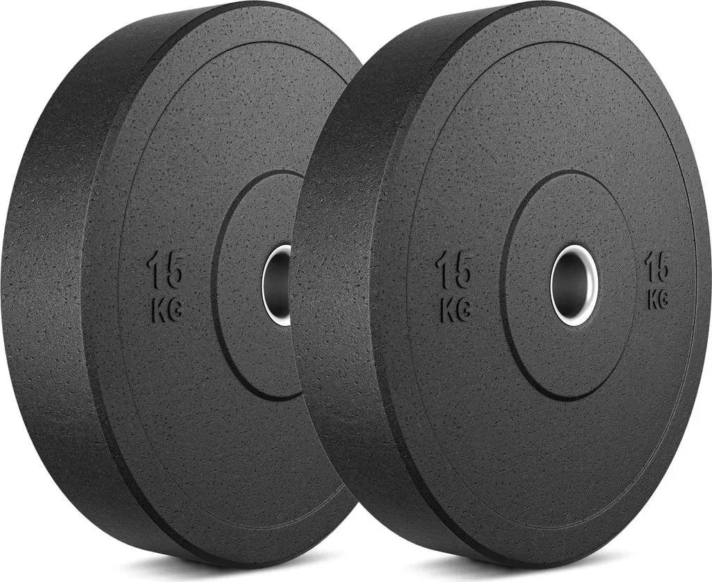 Disques d'haltères bumper 30kg en caoutchouc plein pour barre olympique