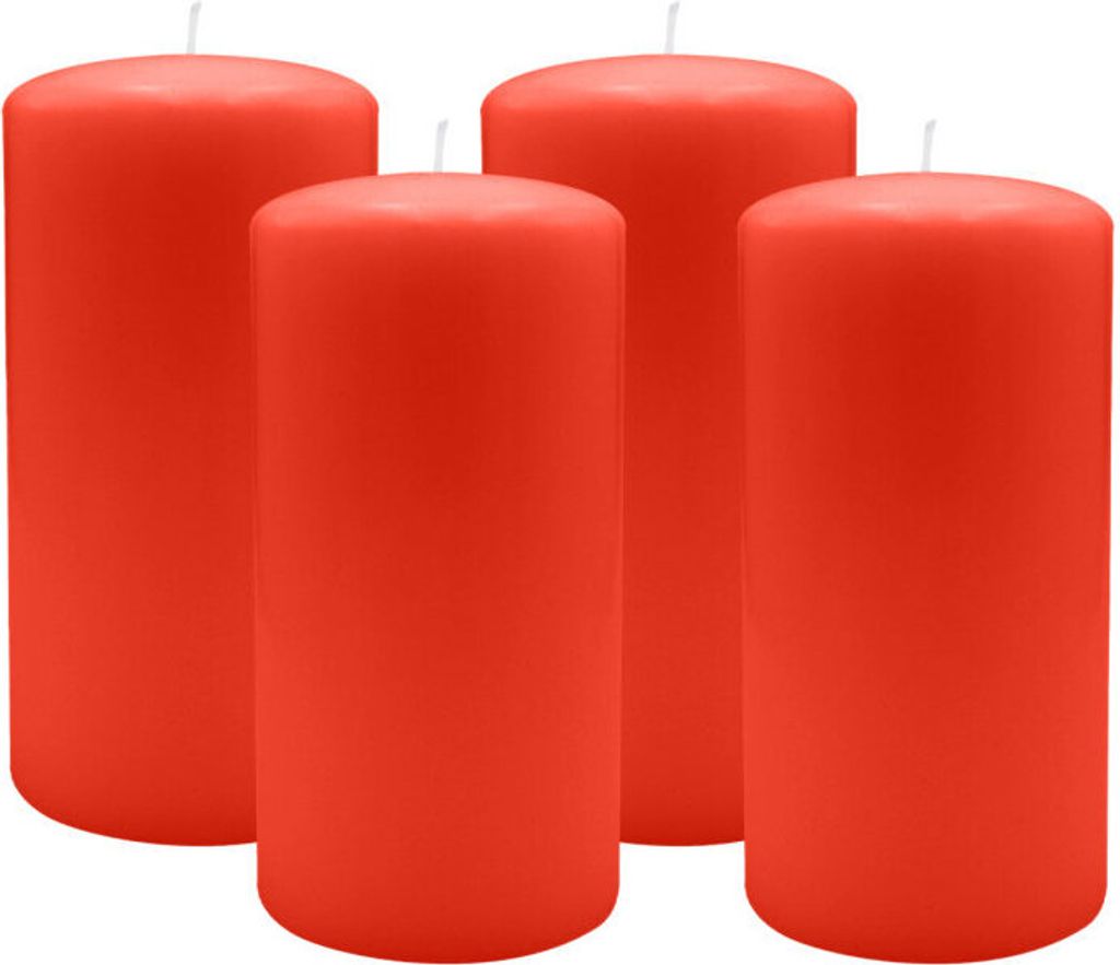 4er Set Adventskranzkerzen Paprika Hellrot Ø 80 x 150 mm