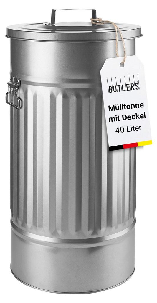 BUTLERS Mülltonne Oskar ZINC Produktbild 