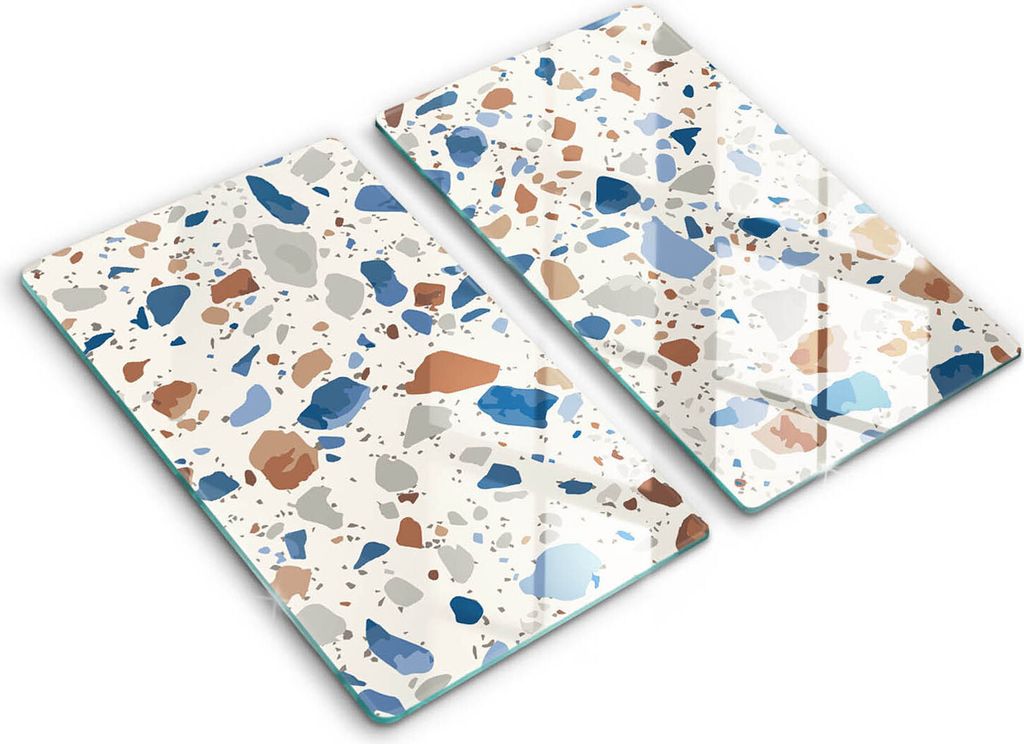 Glasschneideplatte - Herdabdeckplatte - 2x30x52 cm -Schneidebrett - Spritzschutz -Dekoratives Stein