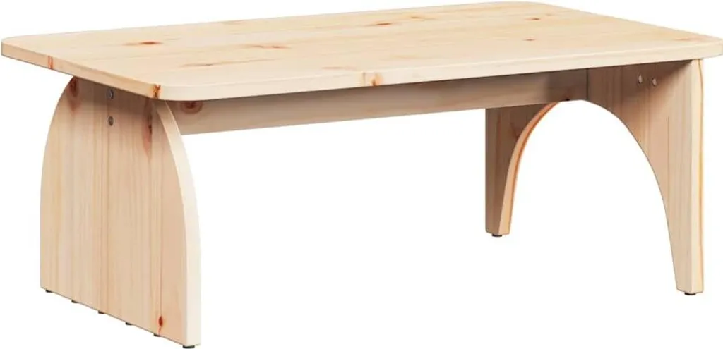 Tavolino Basso in Legno di Pino 80x50x31 cm - Stile Rustico Naturale