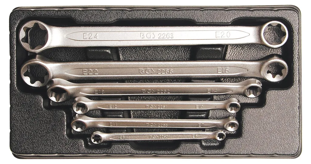 Jeu de 6 clés polygonales profil E en chrome vanadium pour vis Torx - 5