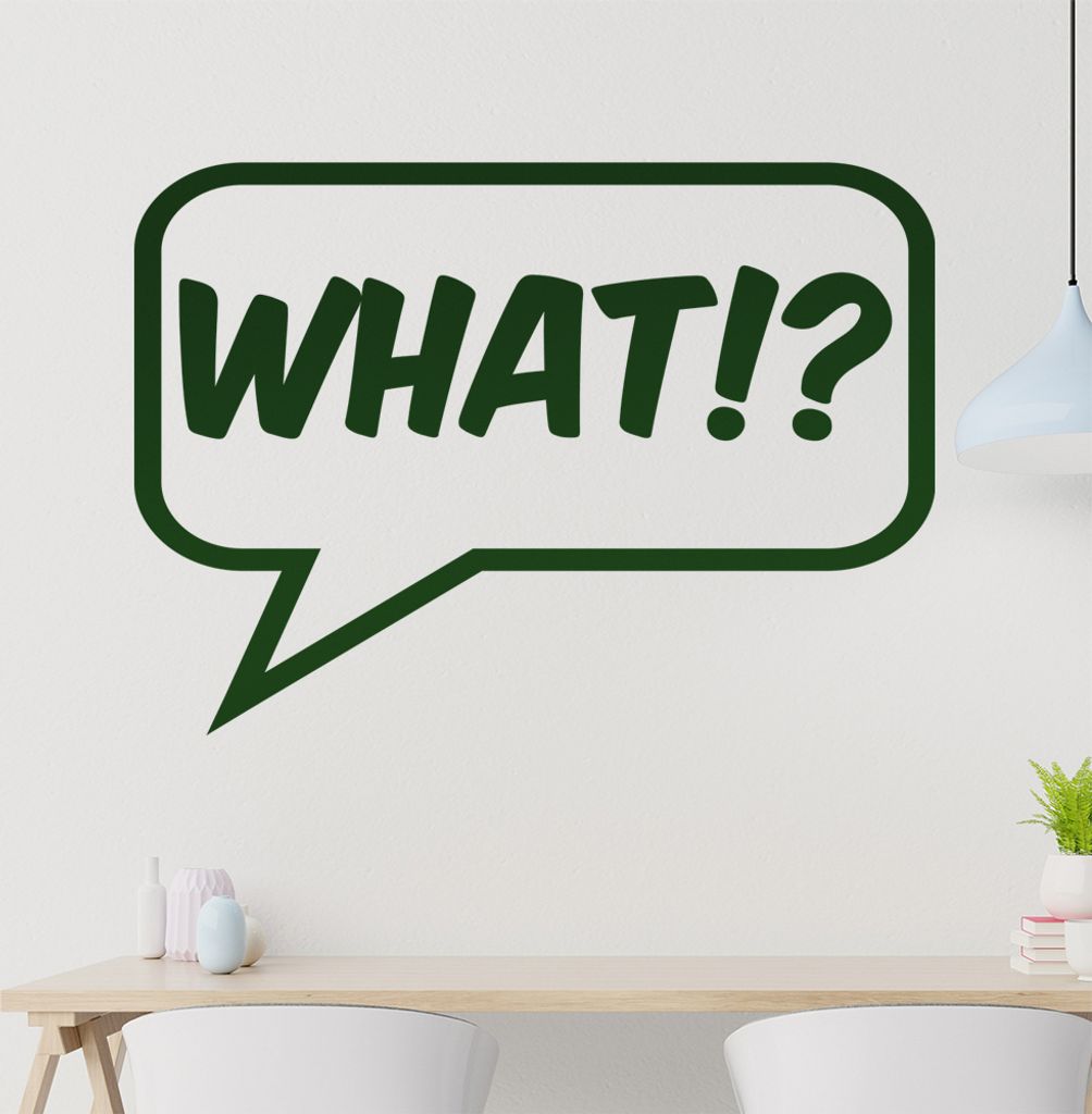 What!? Wandtattoo in 6 Größen - Wandaufkleber Wall Sticker - Dekoration, Küche, Wohnzimmer, Schlafzimmer, Badezimmer