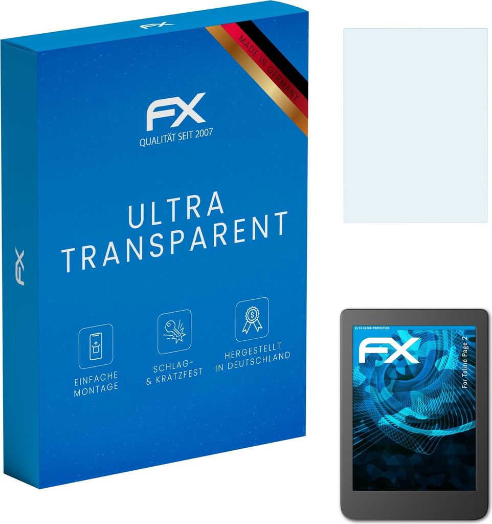 atFoliX FX-Clear 2x Schutzfolie kompatibel mit Tolino Page Produktbild 